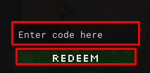 FNAF: Eternal Nights enter codes box and redeem button