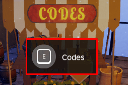 Cooking Chaos enter open codes menu button