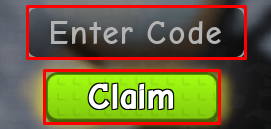 Brainrot Bidders enter codes box and claim button