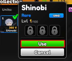 Anime Adventures Shinobi use button