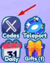 The "Codes" button in Soda Simulator