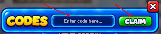 Enter code here box and CLAIM button to redeem codes in Secure The Hospital