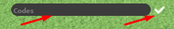 Codes box and Check button to redeem codes in Balanced Craftwars Overhaul