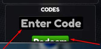 The Enter Code box and Redeem button in Toilet Chaos: TD