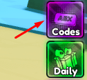 The "Codes" button in Anime Leveling