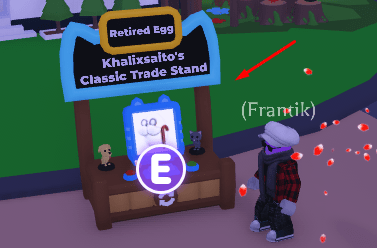 A Retired Egg trade stand on Adopt Me's Adoption Island
