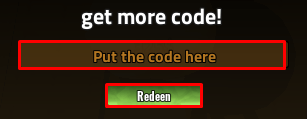 Heavyweight Fishing enter codes box and redeem button