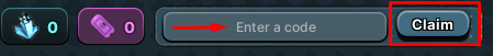 The code redeeming interface in Vesteria