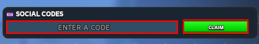 Combat Arena enter codes box and claim button