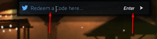 The "Redeem a code here" box and the enter button for Counter Blox