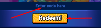 Enter code here box and Redeem! button to redeem codes in Void Fruits
