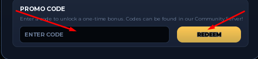 The ENTER CODE box and REDEEM button in Roblox Stock Exchange 2