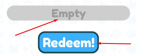 Empty box and Redeem! button to redeem codes in PSX:OG Reborn!