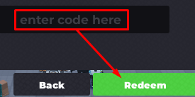 The "enter code here" box and Redeem button in Flex UGC Codes