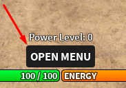 The OPEN MENU button in Dragon Ball Rage