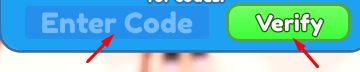 The "Enter Code" box and Verify button in Sword Clickers Simulator