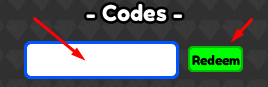 The empty Codes box and Redeem button in Build And Bomb