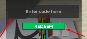 The Enter code here box and REDEEM button in Stay Hard Run