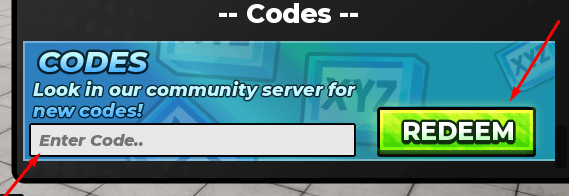 The Enter Code.. box and REDEEM button in SCP Incremental