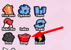 The Shop button in Ethereal Clicker