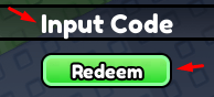 The "Input Code" box and Redeem button in Escape Obby for Brainrots