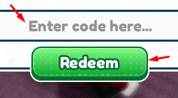 The "Enter code here" box and Redeem button in Better Roblox Game