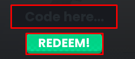 STRIKERS enter codes box and redeem button