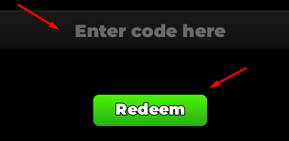 The "Enter code here" box and Redeem button in Build Anime Legends
