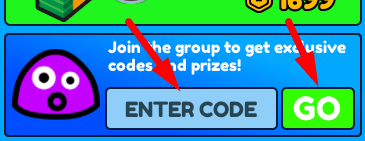 The code redeeming interface in Eat Slimes to Grow HUGE