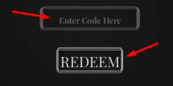 The "Enter code here" box and REDEEM button in Bloodlines