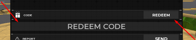 The REDEEM CODE box and REDEEM button in ALADIA