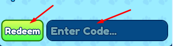Enter Code box and Redeem button to redeem codes in +1 Speed Per Click