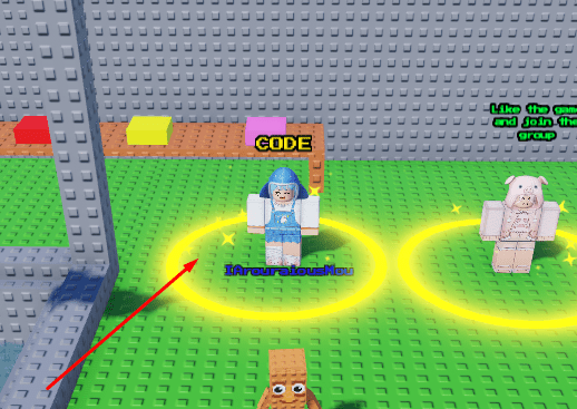 The CODE area or NPC in Brainrot Tag