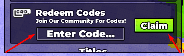 The Enter Code... box and Claim button in +1 Wood Per Click