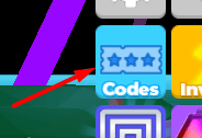 The Codes button in Ninja Legends