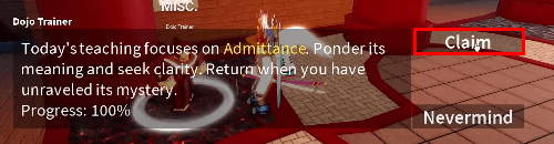 Blox Fruits Claim White Belt button