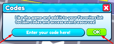 The Enter your code here! box and OK button in Perlerbeads Simulator