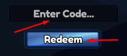 Enter Code box and Redeem button to redeem codes in Rock Fruit