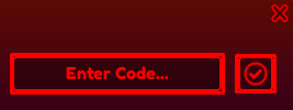 Fazbear World Tower Defense enter codes box and tick icon