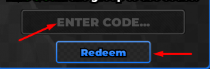 ENTER CODE... box and Redeem button to redeem codes in Anime Idols