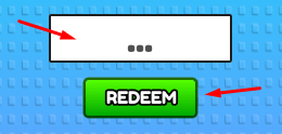 The empty text box and "REDEEM" button in Sweepout!