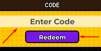 The Enter Code box and Redeem button in Pixel Warrior