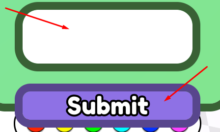 The empty codes box and Submit button in Easy Color Switch Obby