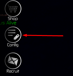 Location of "Config" in the menu for Toilet Collapsed Universe