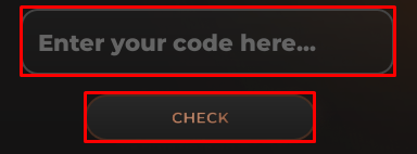 Avatar Graphics Creator enter codes box and check button