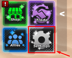 REIGN PIECE settings button