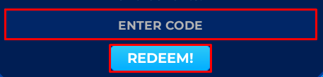Project: Blue Lock enter codes box and redeem button