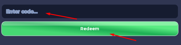 Enter Code box and Redeem button to redeem codes in Huss Valley