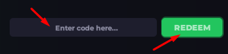 The "Enter code here" box and REDEEM button in Heaven's Defense