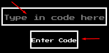 The "Type in code here" box and Enter Code button in Untitled UTMM Game
